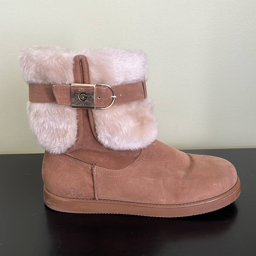 G by Guess Womens Amburr Faux Suede Winter Boots Brown